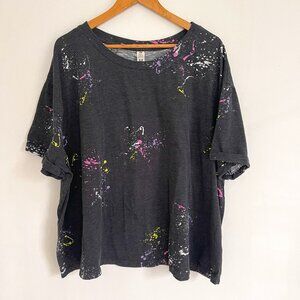 Harper&Zoe Woman Black Paint Splatter Short Sleeve T Shirt Plus Size 4X